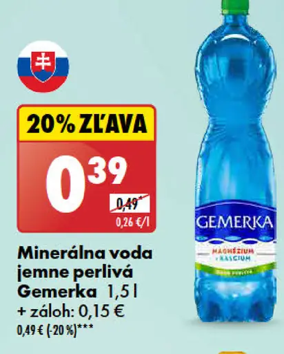 Gemerka Minerálna voda jemne perlivá