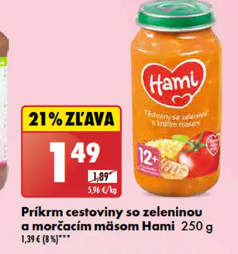 HAMI Príkrm cestoviny so zeleninou a morčacím mäsom