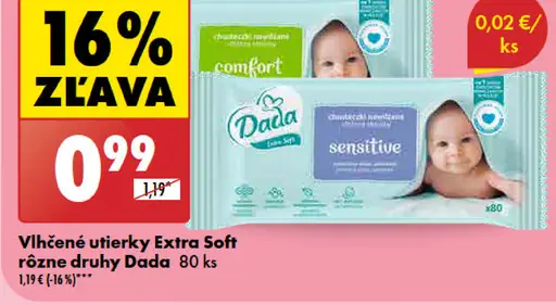 Dada vlhčené utierky Extra Soft