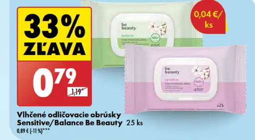 Sensitive/Balance odličovacie obrúsky Be Beauty