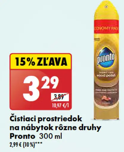 Pronto Čistiaci prostriedok na nábytok rôzne druhy