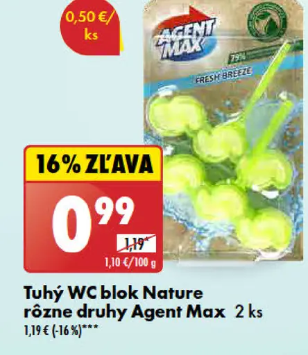 Agent Max Tuhý WC blok Nature rôzne druhy
