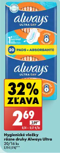 Always Hygienické vložky Ultra