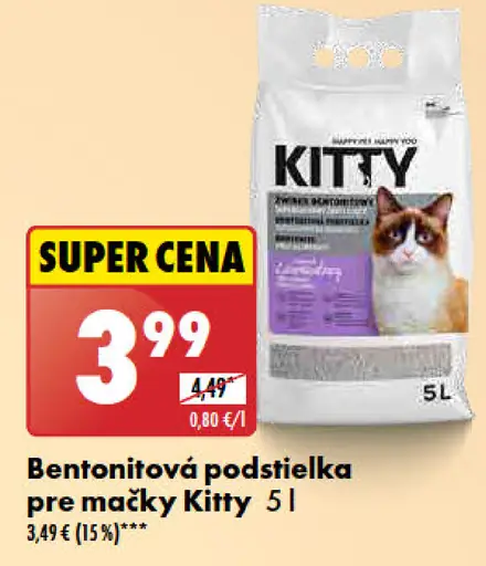 Kitty Podstielka pre mačky Bentonit