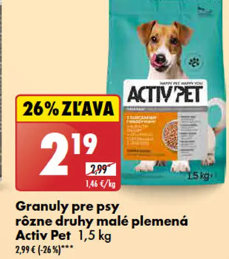 Activ Pet Granuly pre psy rôzne druhy malé plemená