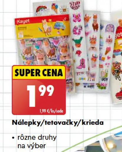 Kayet Nálepky/tetovačky/krieda rôzne druhy
