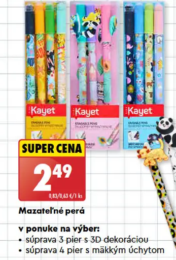 Kayet Mazateľné perá súprava 4 pier s mäkkým úchytom