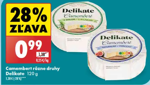 Delikate Camembert rôzne druhy