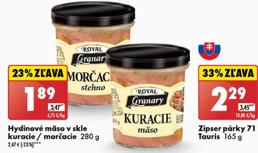 Royal Granary Hydinové mäso v skle kuracie/morčacie