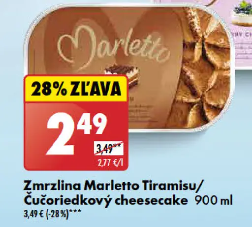 Marletto Zmrzlina tiramisu/čučoriedkový cheesecake