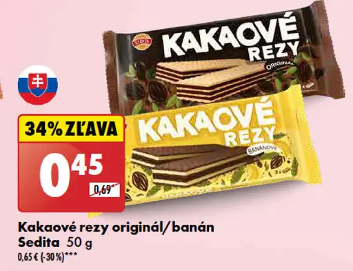 Sedita Kakaové rezy originál/banán