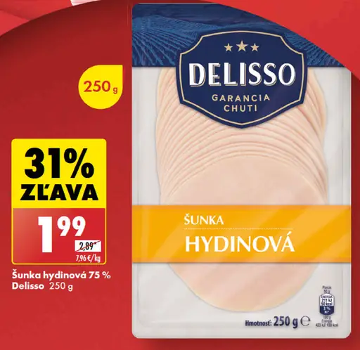 Delisso Šunka hydinová 75 %