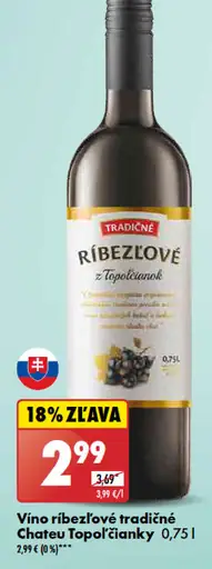 Tradičné ríbezľové Chateau Topoľčianky Vino