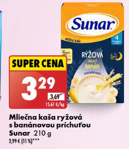 Sunar mliečna kaša ryžová s banánovou príchuťou