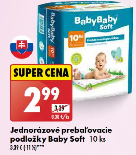 Baby Soft jednorazové prebaľovacie podložky