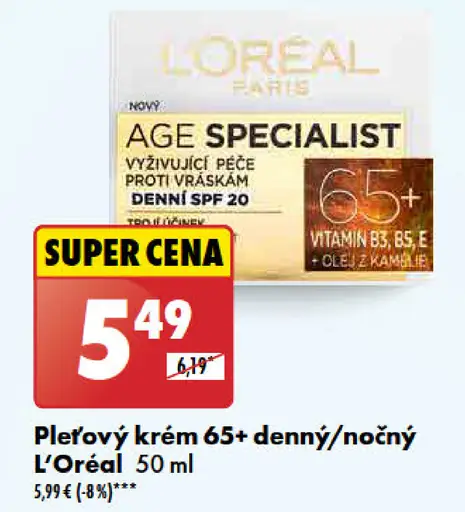 L’Oréal pleťový krém 65+ denný/nočný