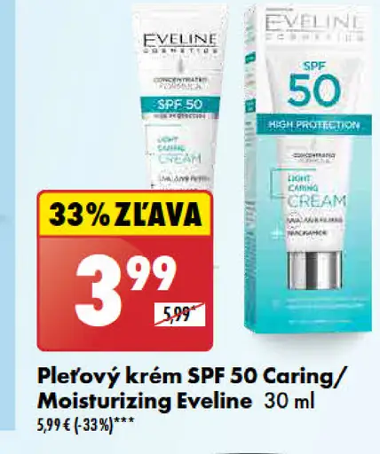 Eveline pleťový krém SPF 50 Caring/Moisturizing