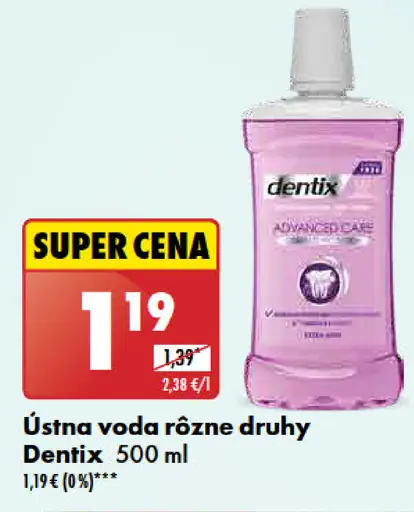 Ústna voda rôzne druhy Dentix