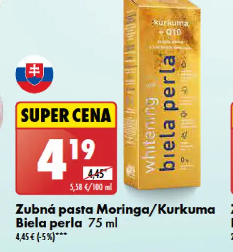 Zubná pasta Moringa/Kurkuma Biela perla