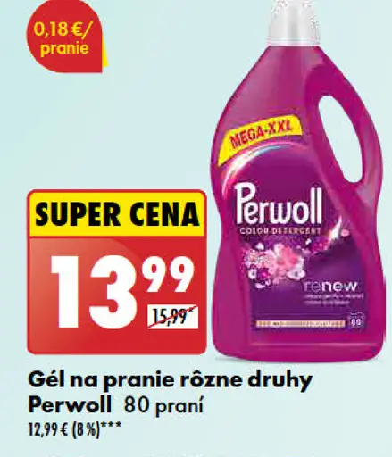 Perwoll gél na pranie rôzne druhy