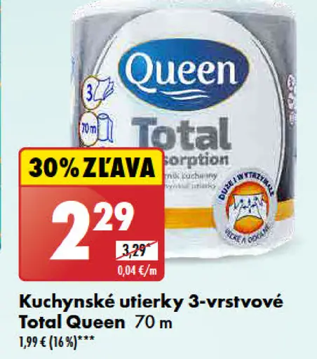Queen Kuchynská utierka 3-vrstvová Total