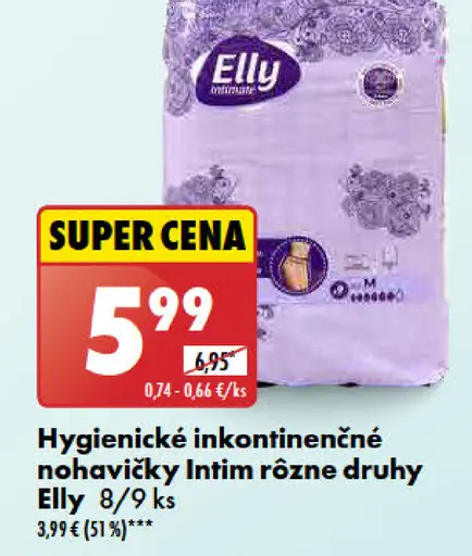 Hygienické inkontinenčné nohavičky Intim rôzne druhy Elly