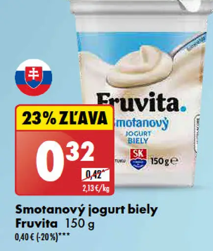 Fruvita smotanový jogurt biely