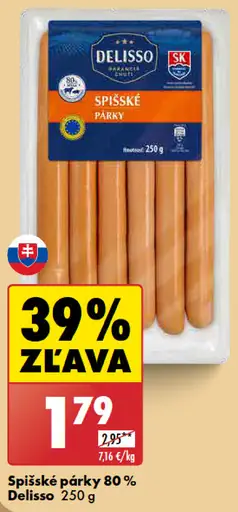 Delisso Spišské párky 80 %