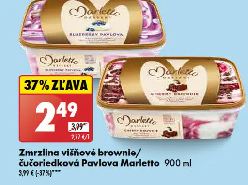 Marletto zmrzlina višňové brownie/čučoriedková Pavlova