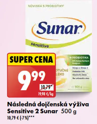 Sunar Následná dojčenská výživa Sensitive 2