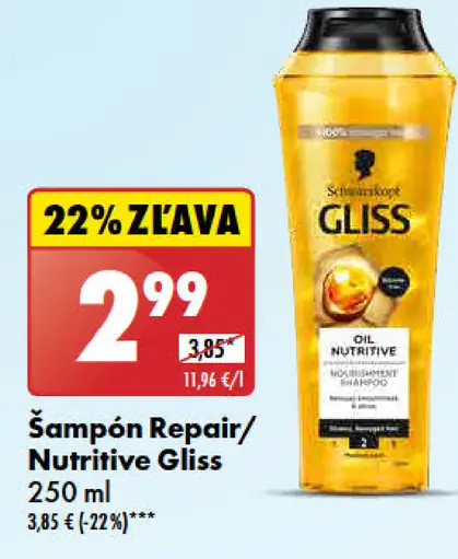 Schwarzkopf Gliss Šampón Repair/Nutritive