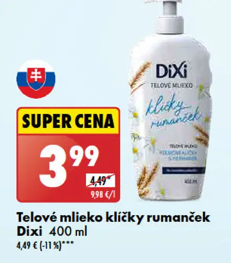 Dixi telové mlieko kľúčky rumanček