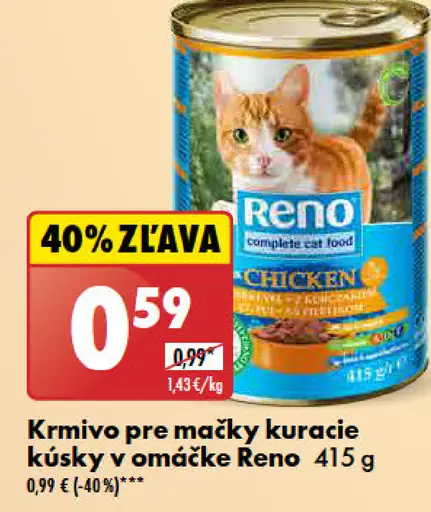 Reno Krmivo pre mačky kuracie kúsky v omáčke