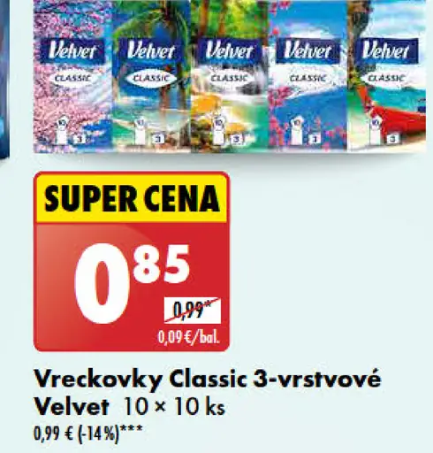 Velvet Vreckovky Classic 3-vrstvové