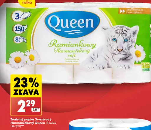 Queen harmančekový toaletný papier 3-vrstvový