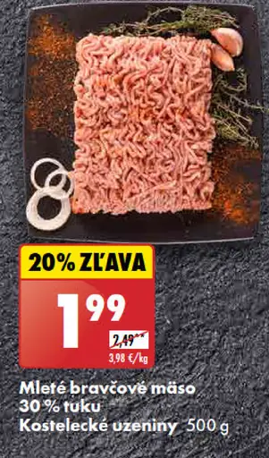 Kostelecké Uzeniny Mleté bravčové mäso 30 % tuku