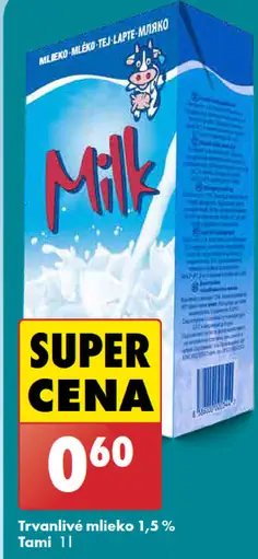 Trvanlivé mlieko Tami 1,5 %
