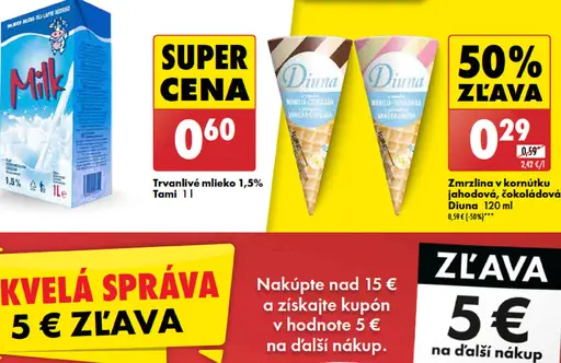 Trvanlivé mlieko 1,5% Tami