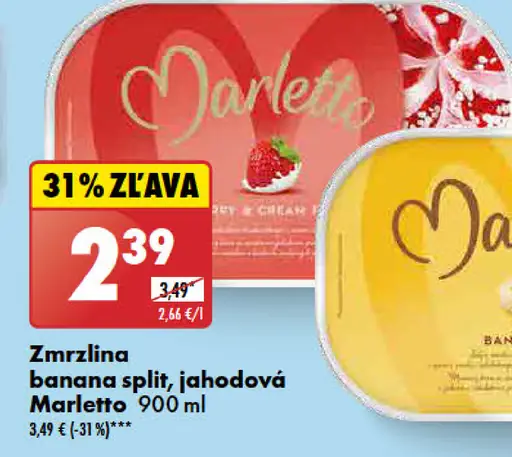 Marletto Zmrzlina banana split, jahodová