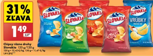 Slovakia Chipsy rôzne druhy