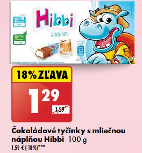 Hibbi Čokoládové tyčinky s mliečnou náplňou