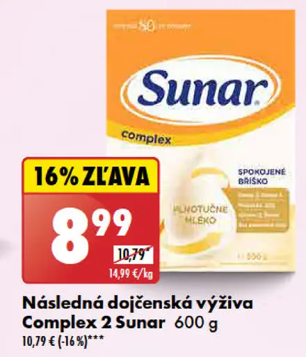 Sunar Následná dojčenská výživa Complex 2