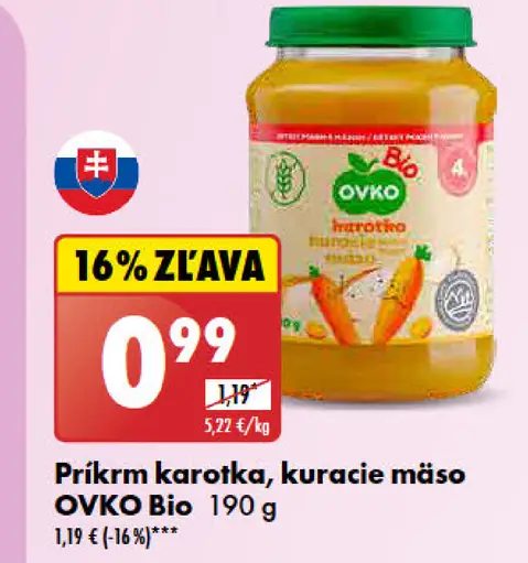 OVKO Bio Príkrm karotka, kuracie mäso