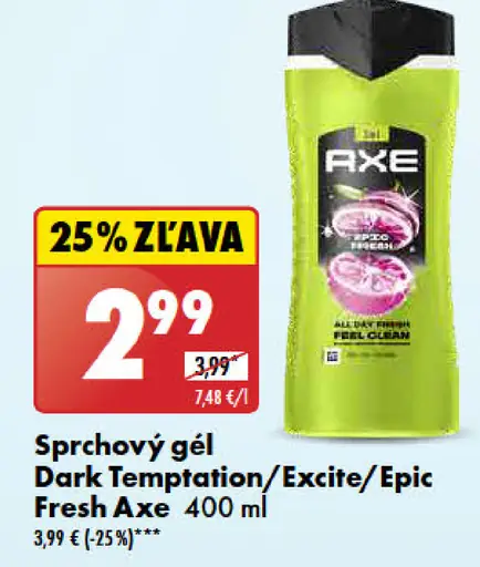 Axe sprchový gél Dark Temptation/Excite/Epic Fresh