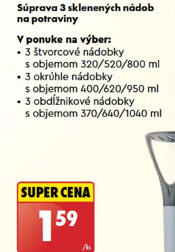 Súprava sklenených nádob