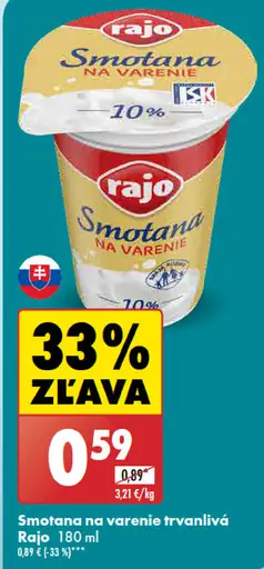 Rajo Smotana na varenie trvanlivá