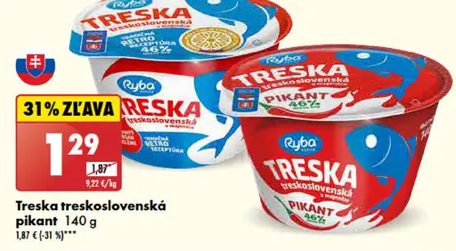 Ryba Treska treskoslovenská pikant