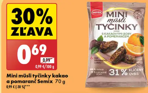 Semix Mini müsli tyčinky kakao a pomaranč