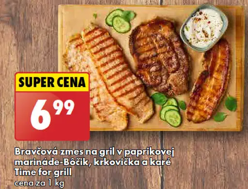 Time for grill Bravčová zmes na gril v paprikovej marináde-Bôčik, krkovička a karé