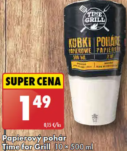 Time for Grill Papierový pohár